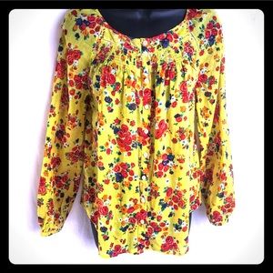 Anthropologie Postmark yellow floral cottagecore top